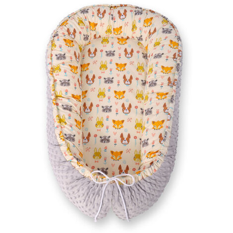 Cocon bébé, double face, parc, lange, Premium BOBONO minky - animaux crème (1/5)
