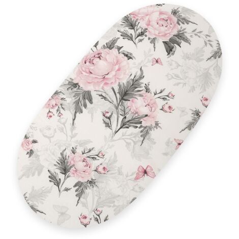 Drap en coton pour couffin, poussette gondole Boho, 75x35 cm - Pivoines romantiques