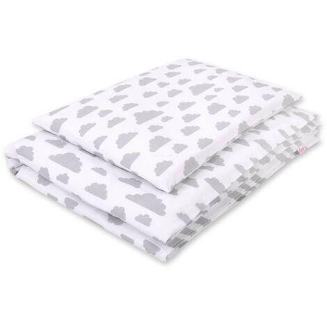 Parure de lit 2 pièces en coton pour enfant, 135x100 cm, nuages gris (1/4)