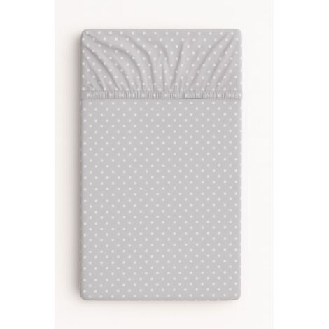 Drap housse en coton pour lit bébé 120x60 cm - pois sur fond gris (1/2)