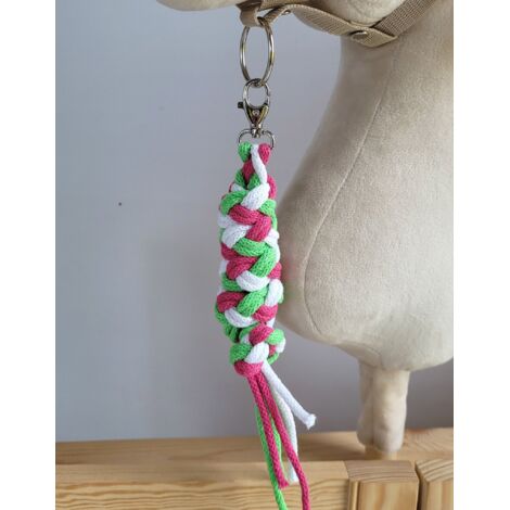 Laisse en corde pour cheval de loisir - Rose foncé/vert clair/blanc (1/2)