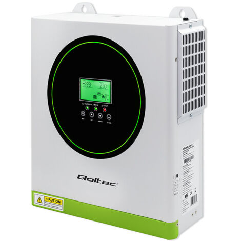 Onduleur solaire hybride hors réseau Qoltec 1500 W  100 A  12 V  MPPT  Sinus  Option Wi-Fi  Facteur de puissance 1,0