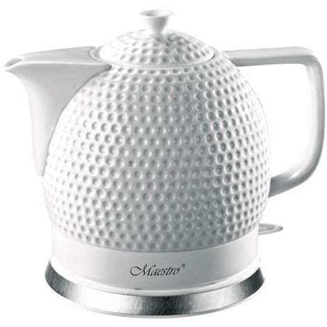 Bouilloire électrique 1,2 L céramique blanche 1200 W – Indicateur de niveau d'eau – Arrêt automatique – MR067 – Maestro