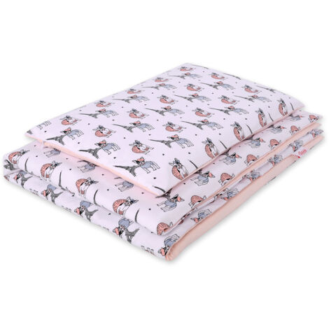 Parure de lit enfant 2 pièces en coton double face - bouledogues blancs (1/3)