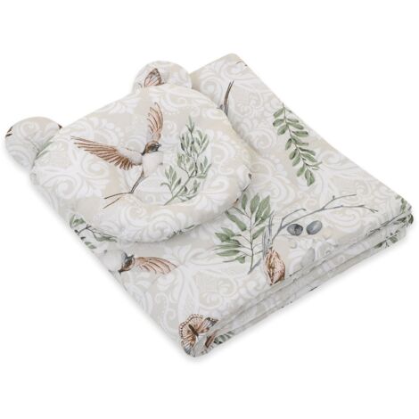 Housse de couette ours en peluche avec rembourrage et oreiller profilé - Ensemble 2 pièces - Oiseaux bruns (1/4)
