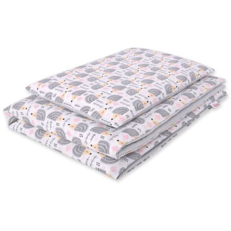 Parure de lit enfant 2 pièces en coton double face - hérissons gris (1/5)