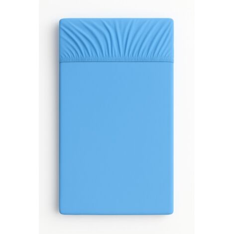 Drap-housse en jersey de coton pour berceau 140x70 cm - bleu (1/4)