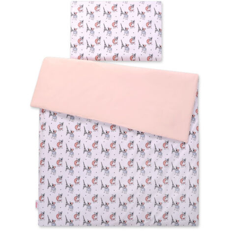 Parure de lit bébé 2 pièces en coton - bouledogues blancs (1/4)