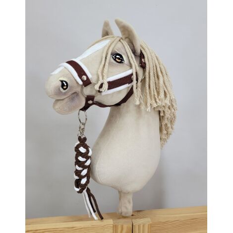 Ensemble Hobby Horse : Licol A3 avec fourrure blanche + longe en corde - Blanc et marron (1/5)