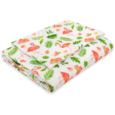 Parure de lit enfant avec garnissage 135x100 cm - flamants roses (1/3)