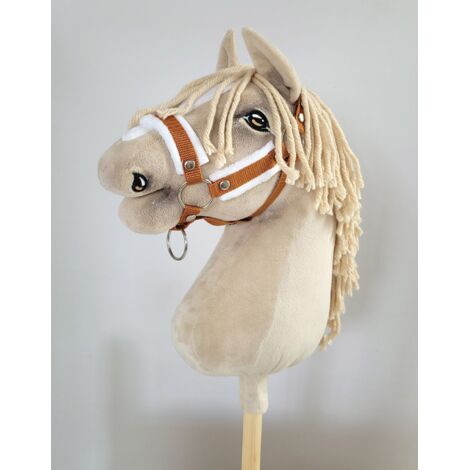 Licol réglable Hobby Horse A3 rouge avec fourrure blanche (1/2)