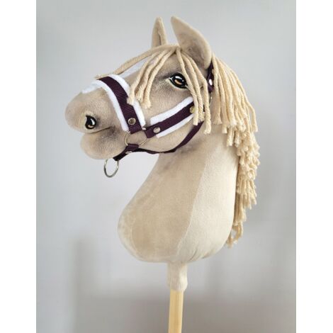 Licol réglable Hobby Horse A3 prune avec fourrure blanche (1/2)