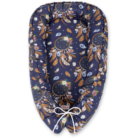 Cocon bébé, double face, parc, lange, Premium BOBONO - attrape-rêves, bleu marine (1/4)