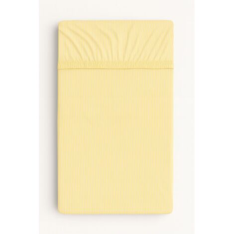 Drap housse en coton pour lit bébé 120x60 cm - rayures jaunes (1/4)