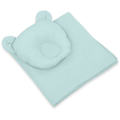 Parure de lit bébé avec garnissage, couette et oreiller contour Teddy Bear - Ensemble 2 pièces - Menthe (1/5)