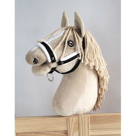 Licol réglable Hobby Horse A3 noir avec fourrure blanche (1/3)