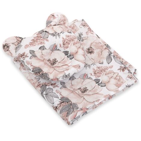 Housse de couette ours en peluche avec rembourrage et oreiller profilé - Ensemble 2 pièces - Roses sépia (1/5)