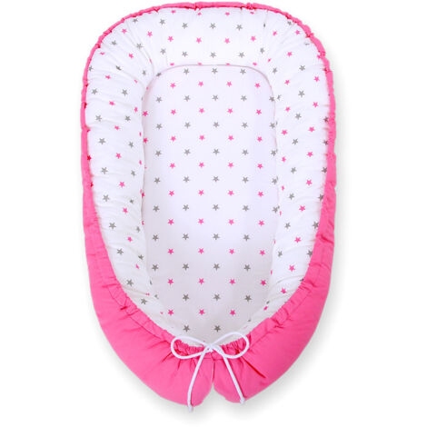 Cocon bébé, double face, parc, lange, Premium BOBONO - étoiles gris-rose / rose (1/5)