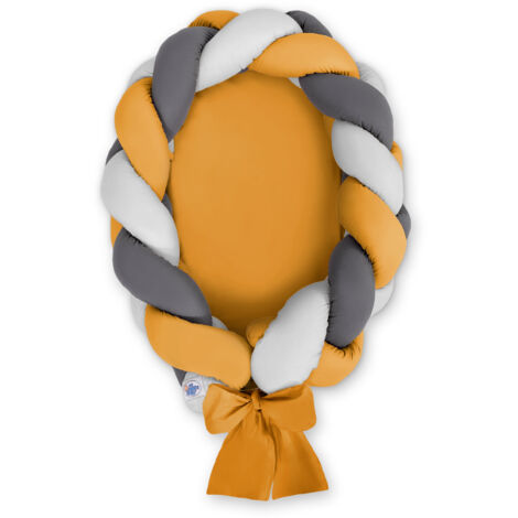 Cocon bébé tressé 2 en 1 - gris-moutarde-anthracite (1/2)