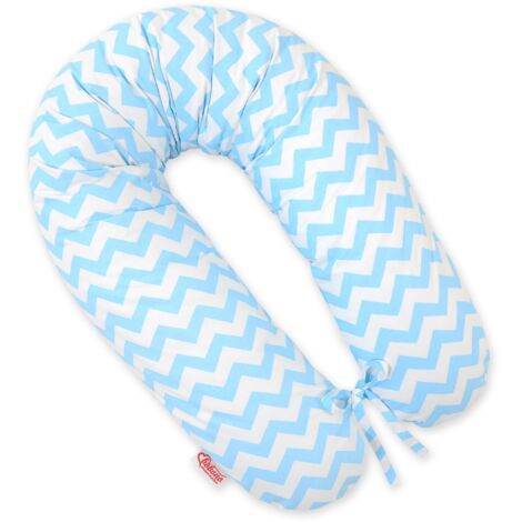 Coussin de grossesse long pour dormir avec housse amovible - Chevron Blue (1/5)