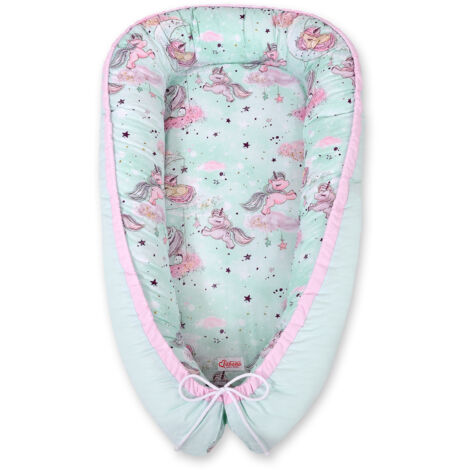 Cocon bébé, double face, parc, lange, Premium BOBONO - licornes menthe/menthe (1/5)