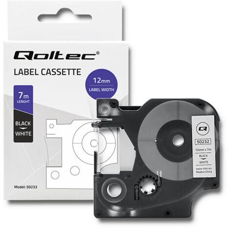 Ruban Qoltec pour DYMO D1 45013  12 mm x 7 m  Impression blanc/noir (1/5)