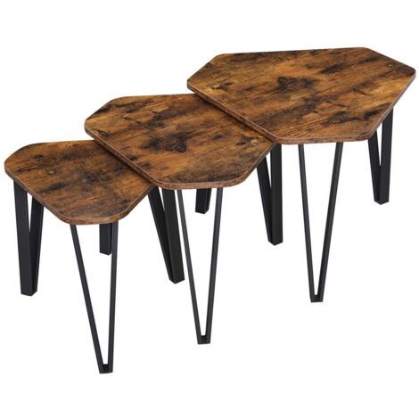 Table basse marron foncé, dimensions variées, lot de 3, 59 x 52 x 45 cm, Begryf (1/5)