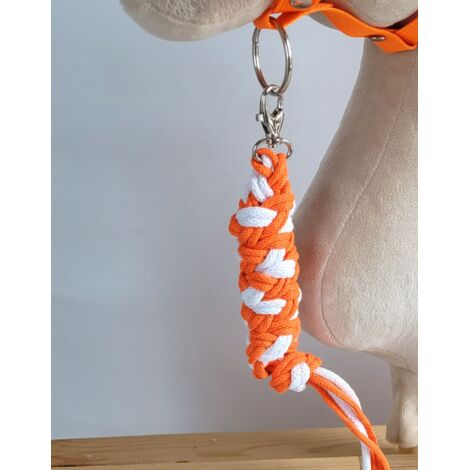 Laisse en corde pour cheval de loisir - orange fluo/blanc (1/2)
