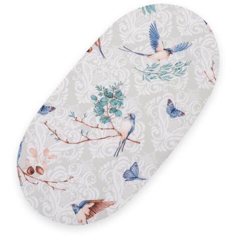 Drap-housse en coton pour couffin Boho, poussette gondole, 75 x 35 cm - Oiseaux bleus