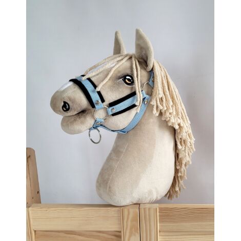 Licol réglable Hobby Horse A3 bleu avec fourrure noire (1/3)