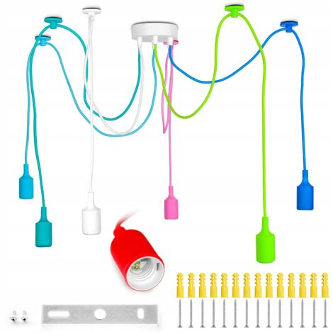 Lustre araignée coloré à 6 bras pour chambre d'enfant, plafonnier loft