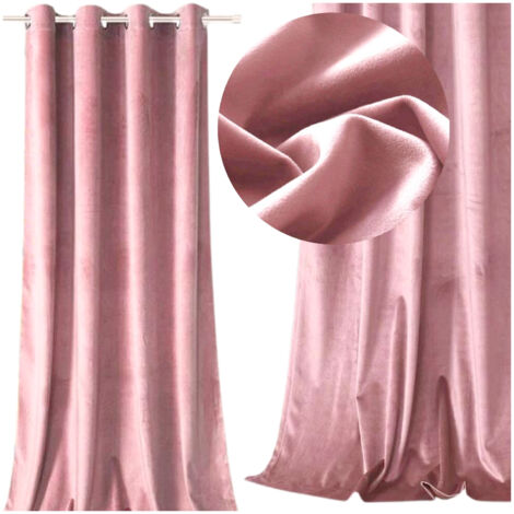 Rideau occultant en velours 250 × 140 cm – Couleur rose – Œillets argentés pour installation rapide – Lavable à 30 °C
