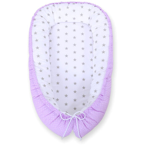 Cocon bébé, double face, parc, lange, Premium BOBONO - pois violets/étoiles grises (1/5)