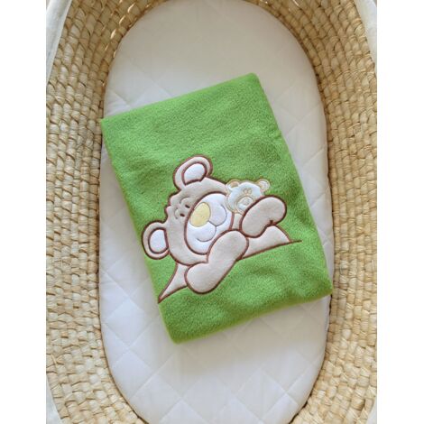 Couverture polaire pour bébé - Barnabé l'ours, vert (1/3)