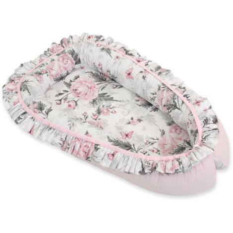 Lange bébé cocon premium à volants - Pivoines romantiques