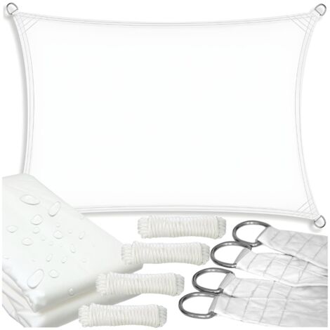 Voile d'ombrage de jardin, imperméable, blanche, résistante et solide, 5 x 3 m (1/5)