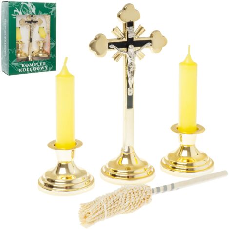 Coffret de chants de Noël avec un arroseur doré traditionnel pour chants de Noël, 19 cm