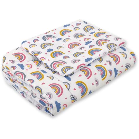 Parure de lit bébé avec garnissage, 2 pièces, 75x100cm NOUVEAU-NÉ - arc-en-ciel (1/2)