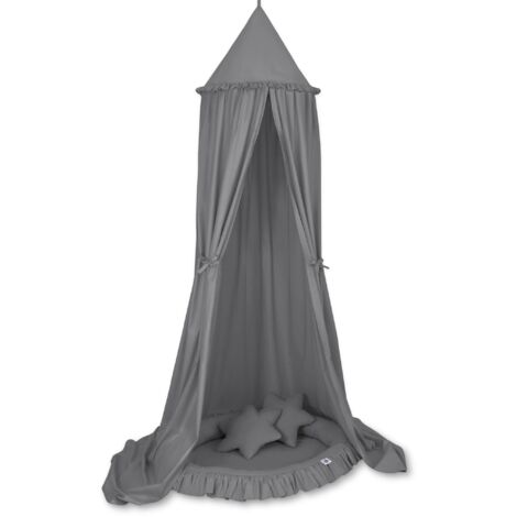 Ensemble : ciel de lit suspendu pour chambre d'enfant, nid avec volant, coussins - anthracite (1/5)