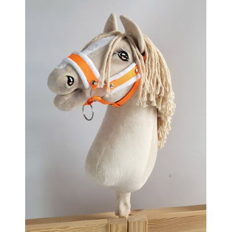 Licol réglable Hobby Horse A3 orange fluo avec fourrure blanche (1/2)