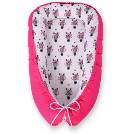 Cocon bébé, double face, parc, lange, Premium BOBONO - zèbres roses (1/4)