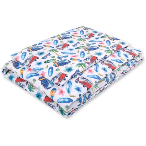 Parure de lit 2 pièces en coton pour enfant 120x90 cm - - bus (1/3)