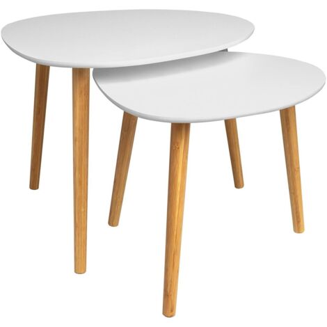 Deux tables basses blanches pour le salon BEGRYF 55x53x42 39x39x40 (1/5)