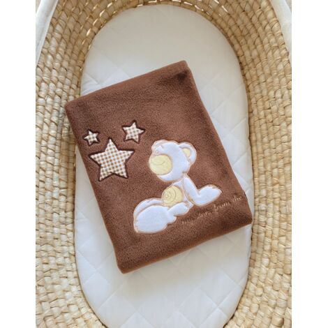 Couverture polaire pour bébé - Carlo - Ours en peluche avec étoiles, marron (1/3)