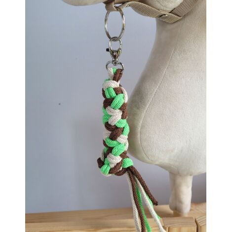 Laisse en corde pour cheval de loisir - Vert clair/marron/beige clair (1/2)