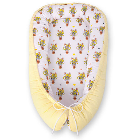 Cocon bébé, double face, parc, lange, Premium BOBONO - zèbres jaunes (1/5)