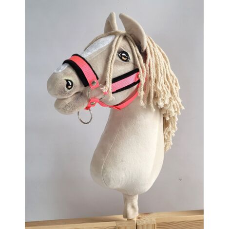 Licol réglable Hobby Horse A3 rose fluo avec fourrure noire (1/2)