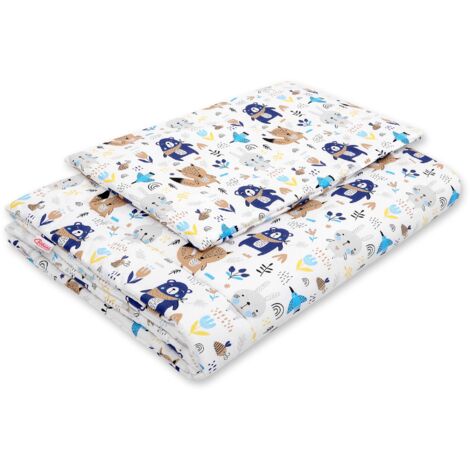 Parure de lit enfant avec garnissage 135x100 cm - Oursons bleu marine (1/2)