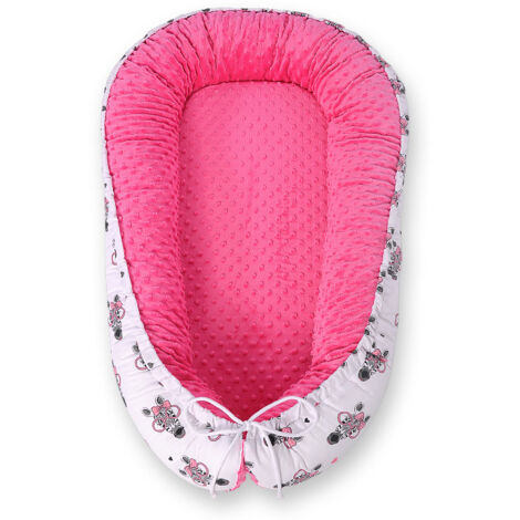 Cocon bébé, double face, parc, lange, Premium BOBONO minky - zèbres roses (1/5)
