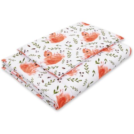 Parure de lit enfant avec garnissage 120x90cm - écureuils blancs (1/2)